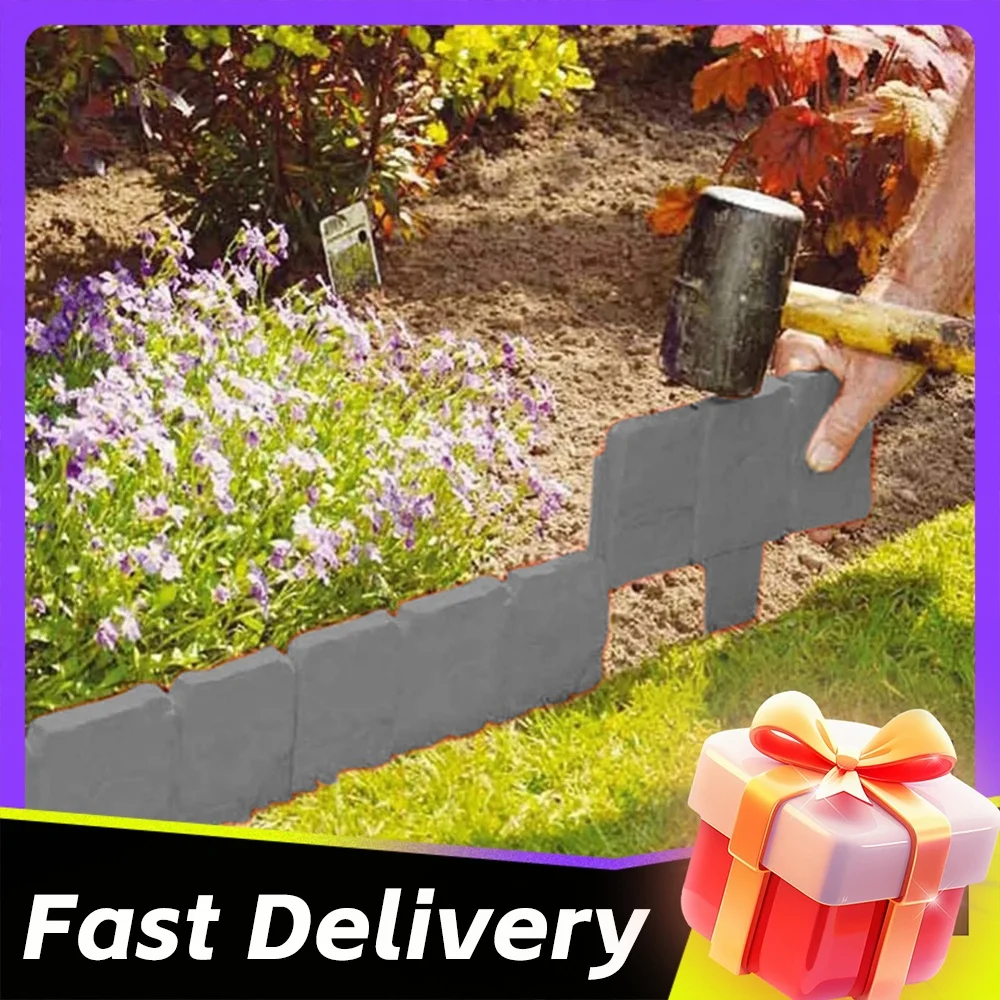 10pcs Garden Landscape Edging Borders Insert Plastic Interlocking Lawn Edge DIY Easy Installation for Outdoor Patio Balcony Yard