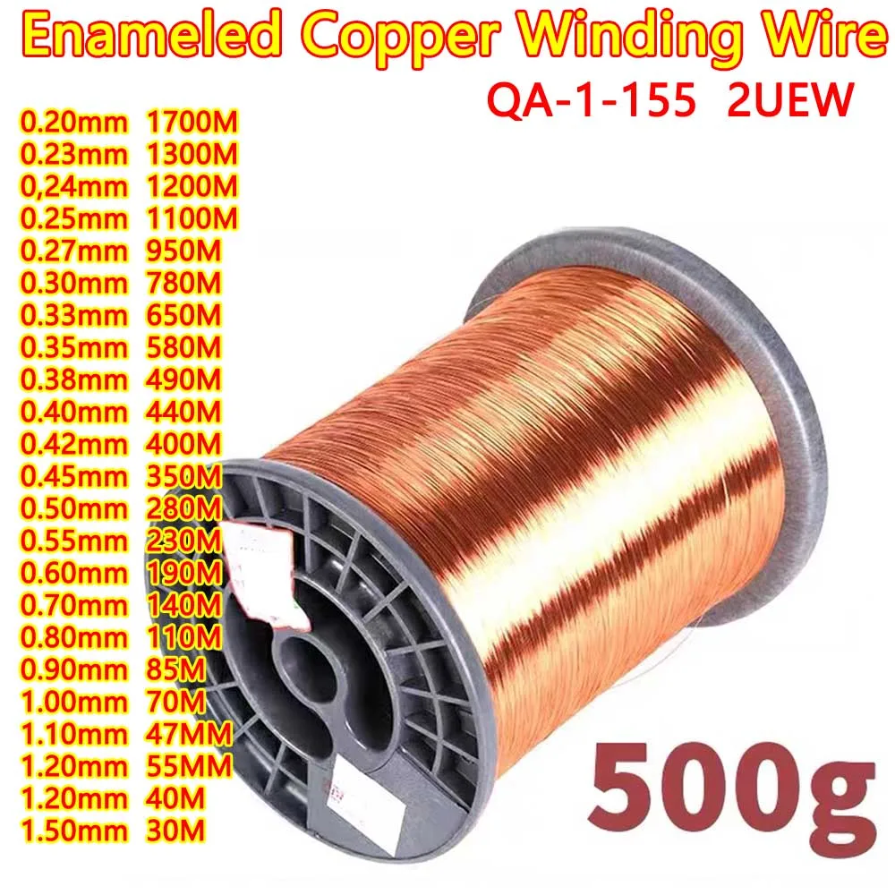500g/roll 0.2 0.23 0.33 0.4 0 0.50 0.9 1.0 1.2 1.3 1.5mm Qa-1-155 Wire Enameled Copper Wire Magnetic Coil Winding High Temper