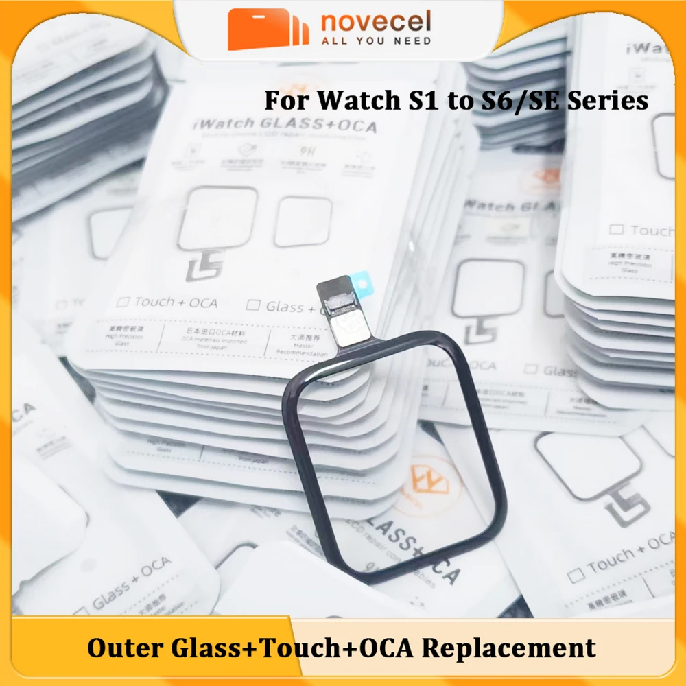 

Novecel 5pcs Touch Screen Digitizer Glass Panel+OCA For Watch Series SE 1 2 3 4 5 6 S3 S4 S5 S6 38mm 42mm 40mm 44mm Replacement