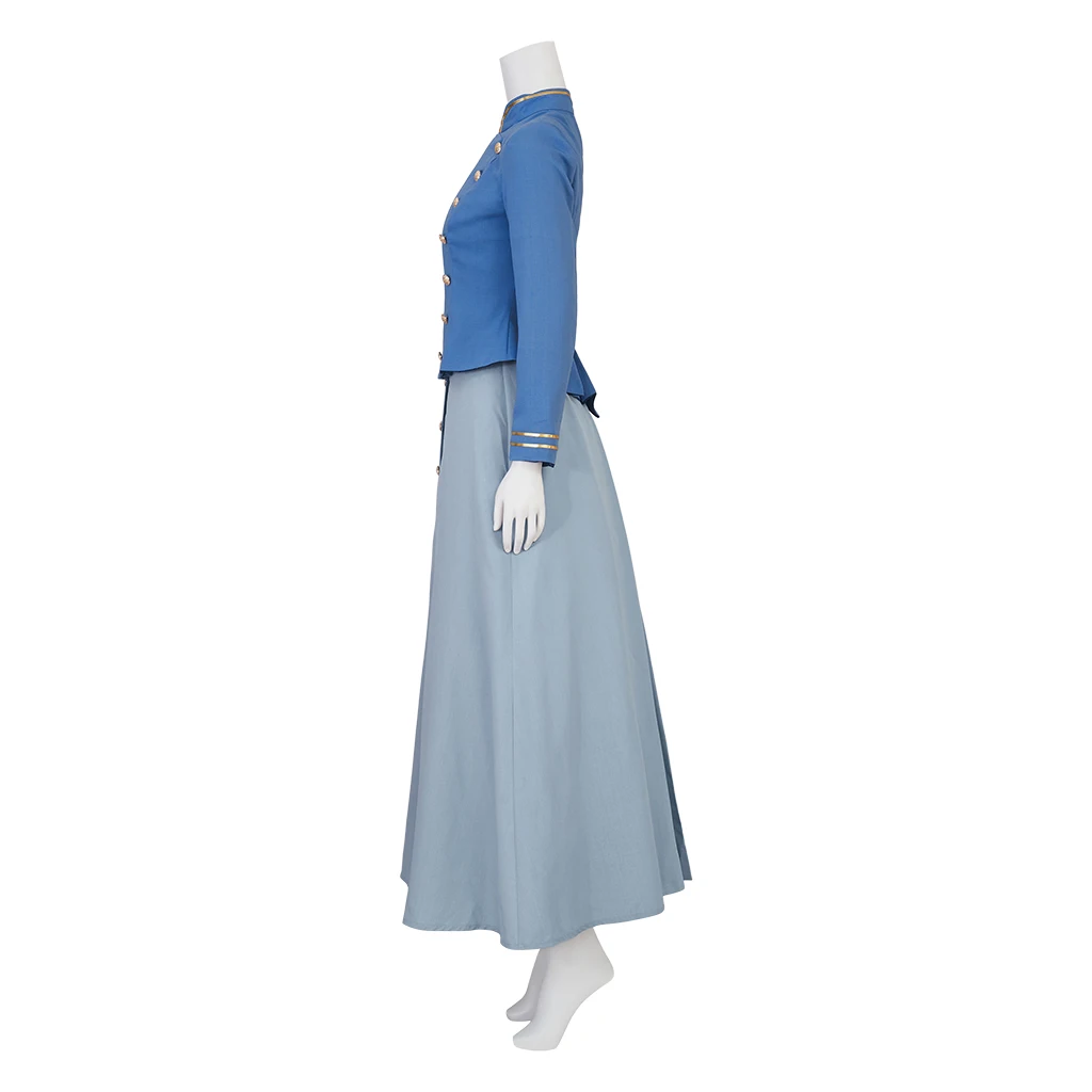Movie Cosplay Enola Holmes 2 Cosplay Costume Blue Dress Women Enola Vintage Victorian Dress Set Retro Halloween Outfits - view 3
