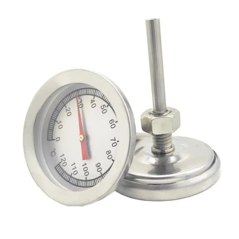 Stainless Steel Bimetal Thermometer BBQ Grill Oven Temperaturmesser Easy-Read 0°C-120°C Long Stem Kitchen Tool Temperature Gauge