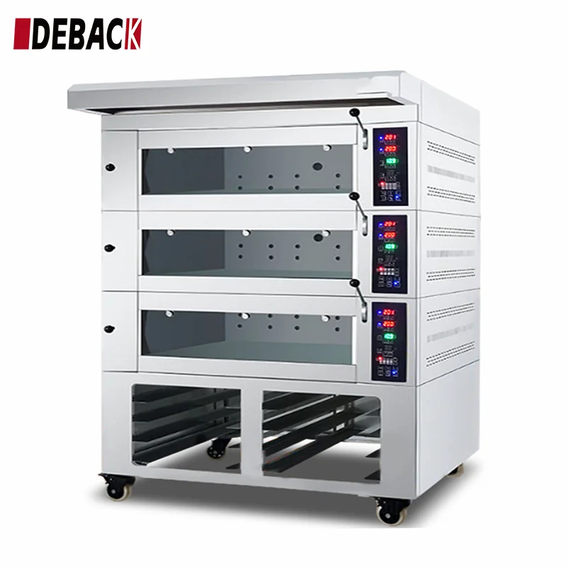 European 3 Deck 15 Tray Commercial Bakery Pastry Baking Oven 30.5KW 380V High Power Stainless Steel Silver Baking Machine