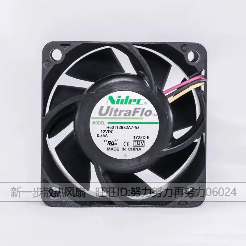 for H60T12BS2A7-53 for NIDEC 6025 12V 0.35A 6CM Large Air Volume Silent Double Ball Bearing Cooling Fan