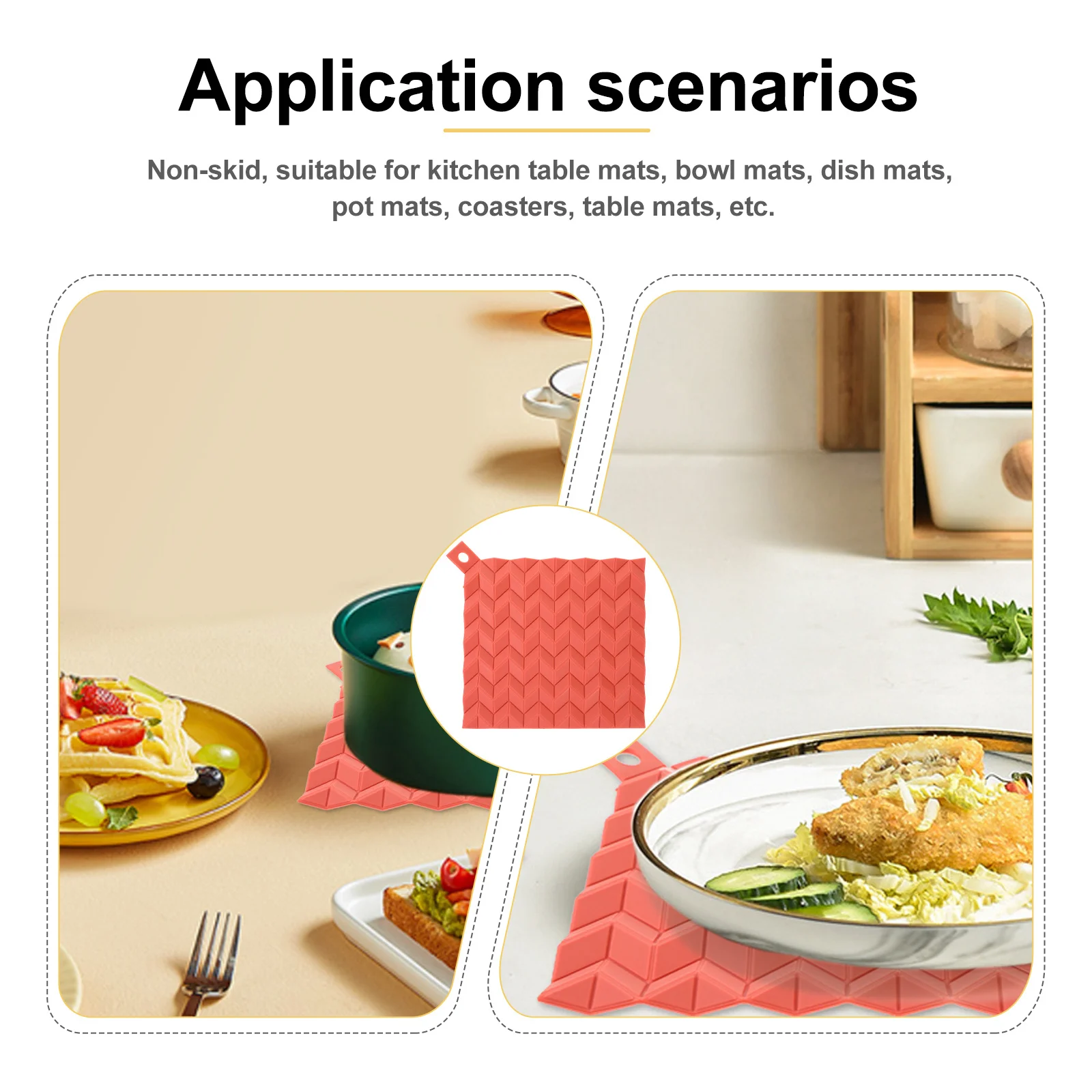 

Hanging Hole Silicone Hot Pad Heat-Insulation Non-Skid Pan Mat Anti-Scald Cup Plate Mat Kitchen Table Protector for Dining