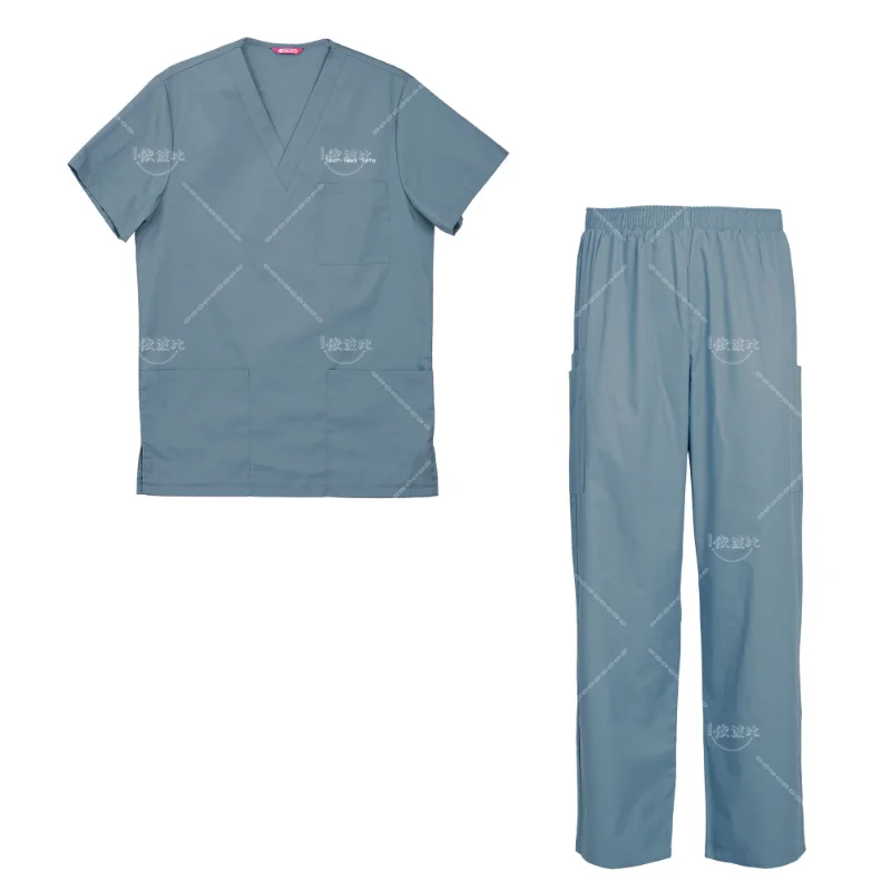 Men's Embroidered Scrub Set Nursing Uniform Scrubs Set Top and Pants