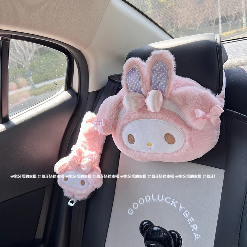 

Sanrio My Melody Car Neck Headrest Pillow Accessories Automobiles Seat Neck Rest Auto Seat Head Support Neck Protector Gifts