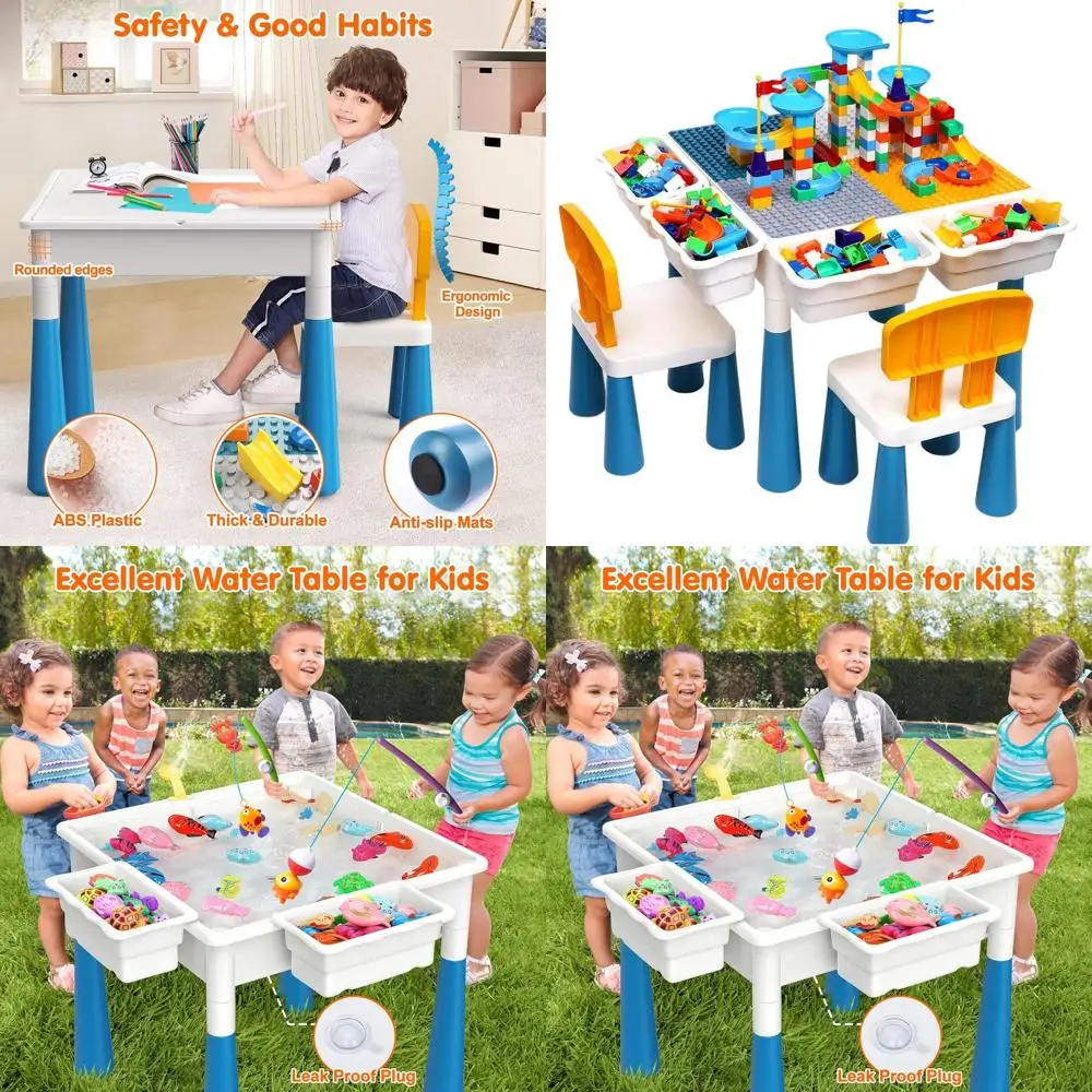 

7-in-1 Toddler Activity Table with 152Pcs Marble Run, Sand/Water Play, and Learning Toys for Ages 3-7