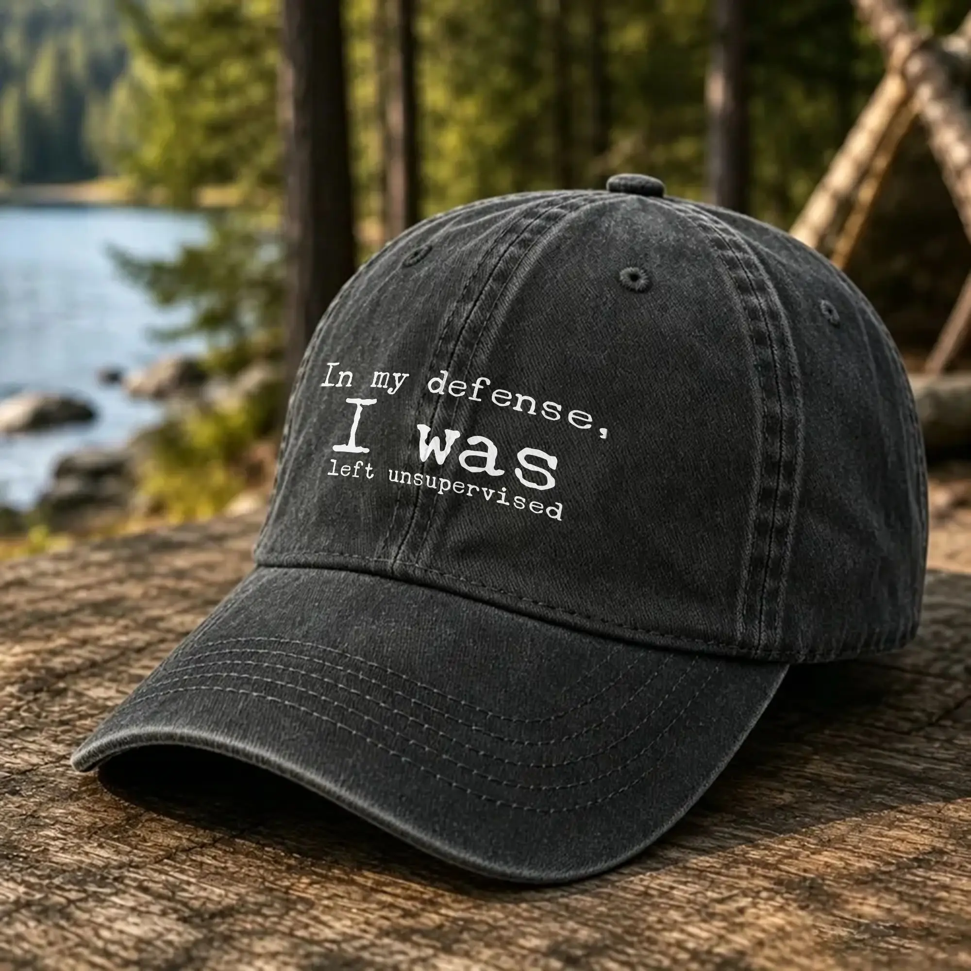 Baseball Cap In My Defense, I Was Left Unsupervised Summer Casual Trucker Hat  Unisex Men Running Hippie Adjustable Baseball Cap