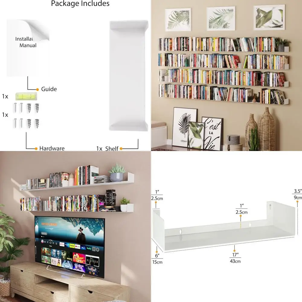

Sturdy Metal Wall-Mounted CD/DVD Storage Rack with Multi-pose Display in White