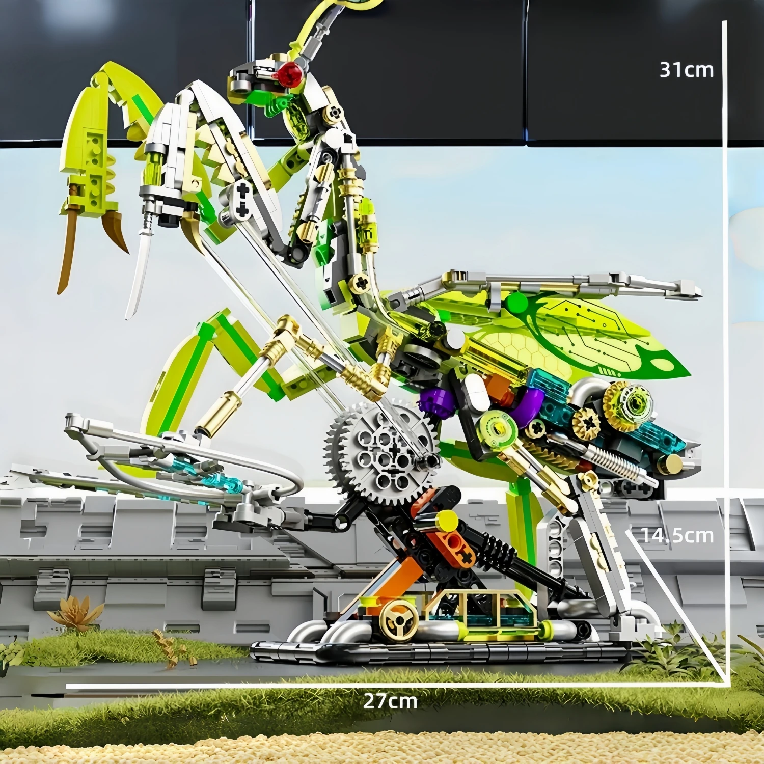 999PCS Create MOC Technical Mechanical Mantis Insect Life Set With light Building Blocks Bricks DIY Toys for Christmas Gifts