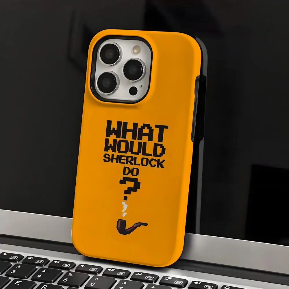 

S-SherlockES H-Holmes Phone Case INS For IPhone 16 15 14 13 12 11 Pro Max X XR XSMax 7 8 Plus Glossy Film Hard PC Cover