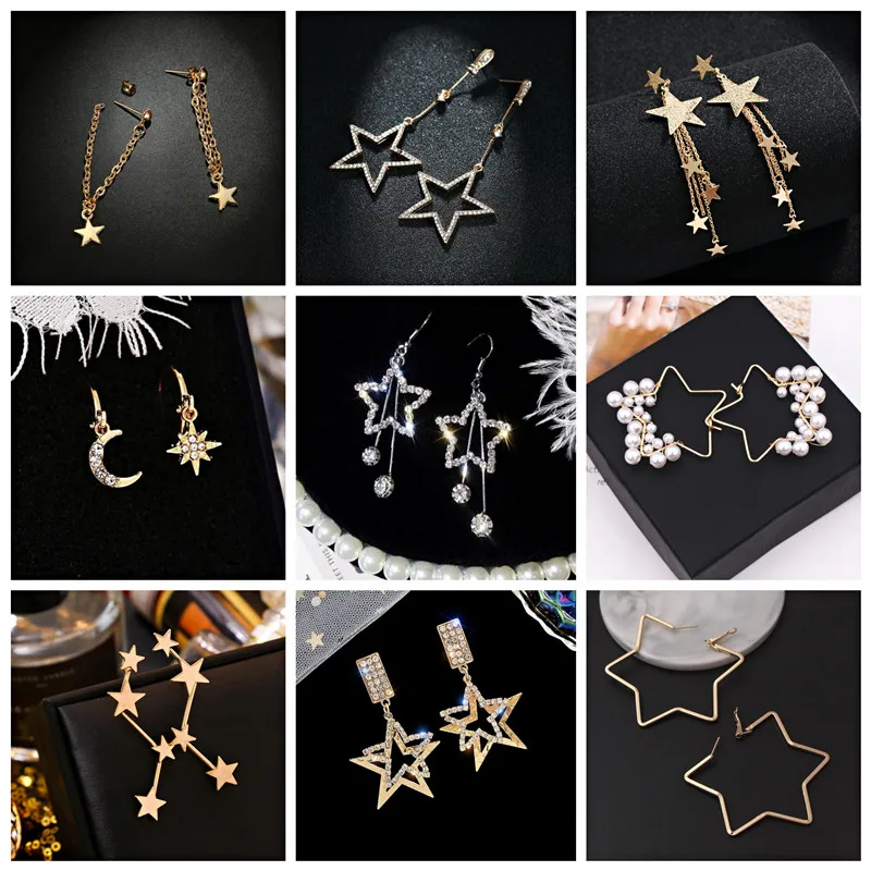 New Star Pendants Hanging Earrings Hiphop Personality Women\'s Drop Earrings for Girls korean earrings boucle oreille femme