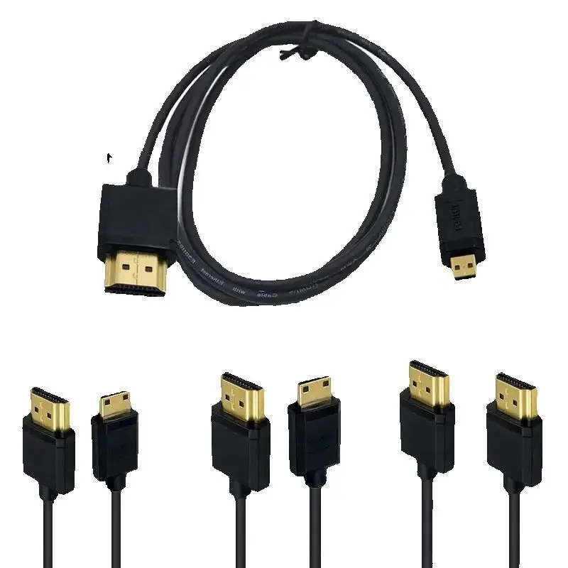 Super Soft Micro HDMI-compatible Micro Mini HDMI-compatible Male Thin Cable 2k 4k Hd @60hz Light-weight Portable 0.3m