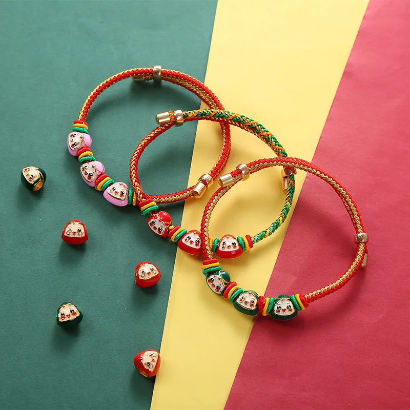 Hot Sale Colorful Hand-woven DIY Knitted Rope Bracelet Cute Chinese Style Jewelry Accessory