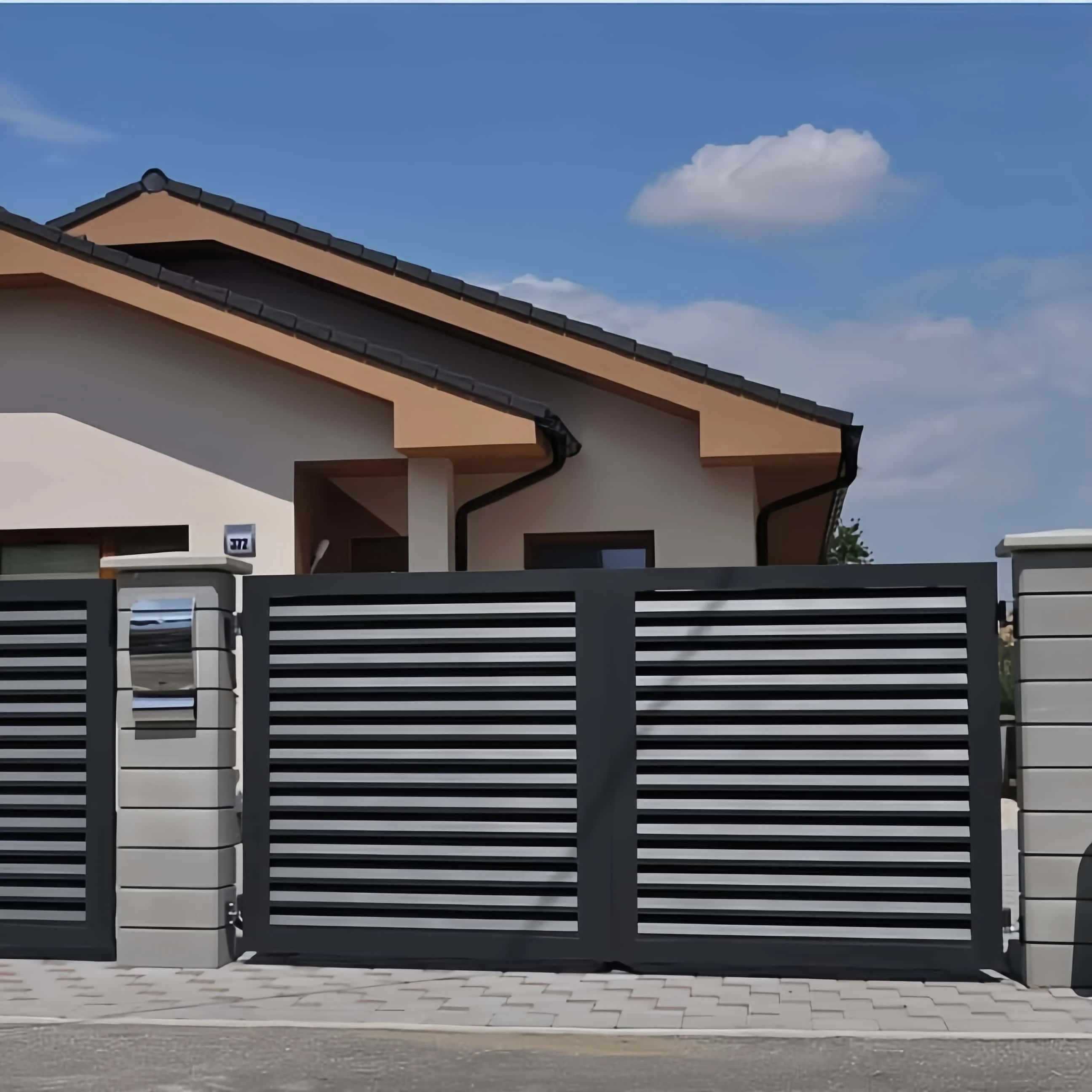 Stainless Steel Sliding Gate Villa Entrance Automatic Driveway Modern Design Security Fence