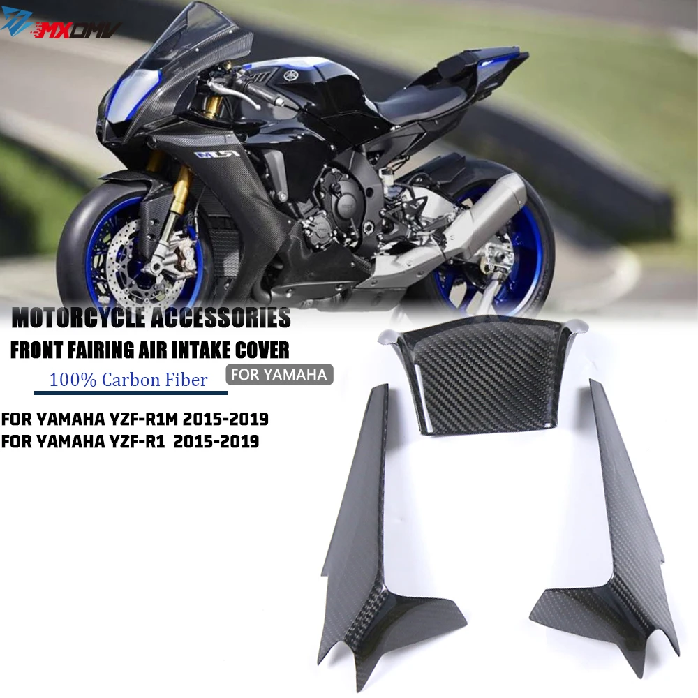 Front Air Intake Cover Fairing Full Carbon Fiber For Yamaha YZFR1 YZF R1 R1M 2015 - 2019 Motorcycle Accessories Front Fairing