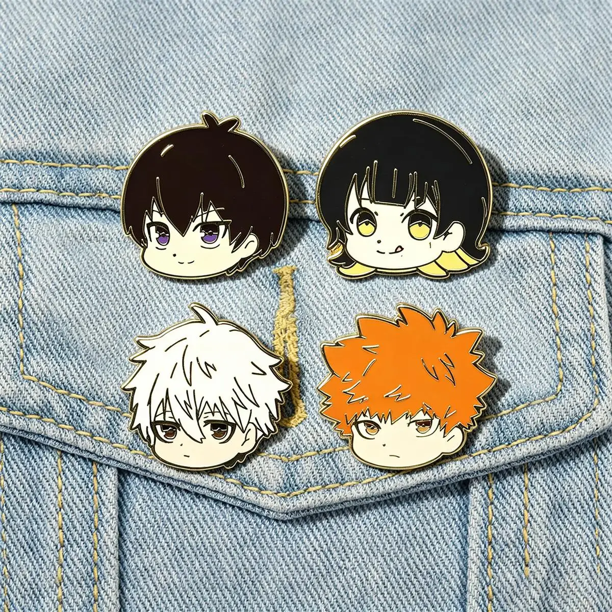 4Pcs/Set Anime Blue Prison Enamel Brooch Cartoon Cute Character Backpack Lapel Metal Badge Cosplay Jewelry Accessories Gifts