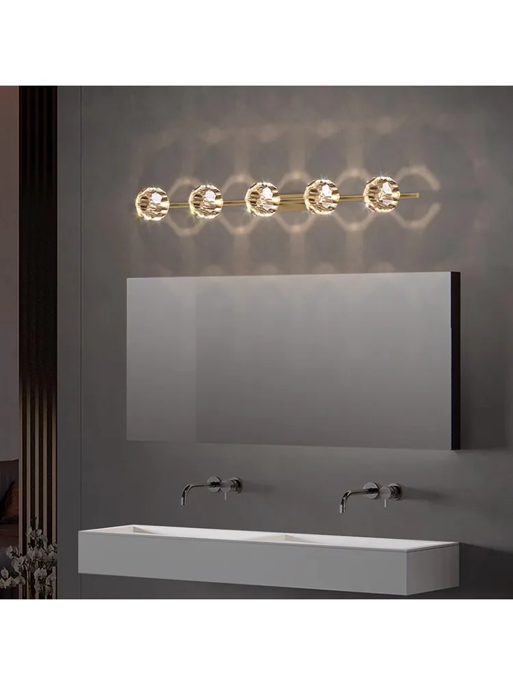 Makeup crystal mirror headlight, all copper lamp, mirror lamp for bathroom mirror cabinet