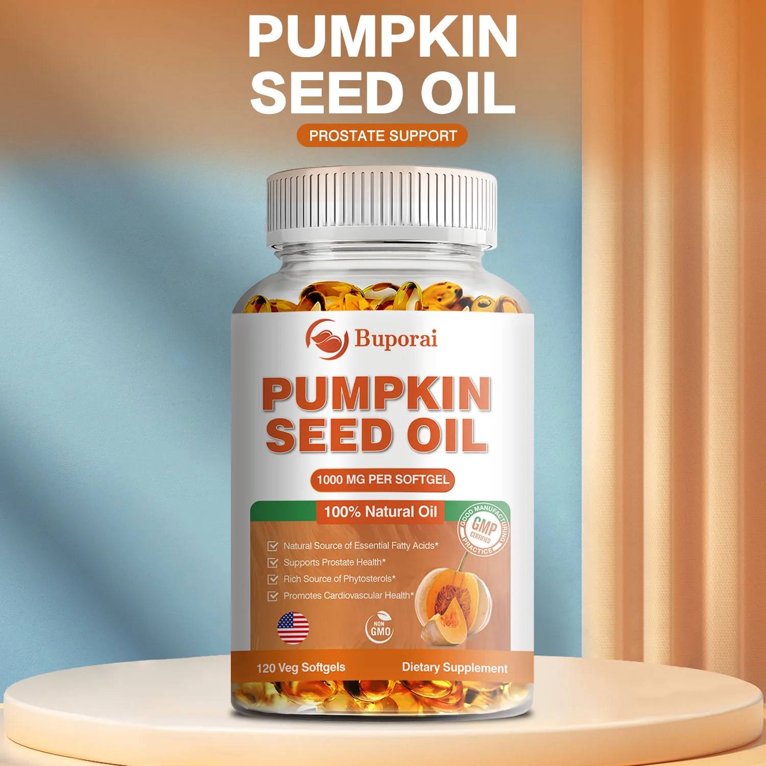 

Pumpkin Seed Oil Capsules - Promote Prostate Health and Hair Growth, Urinary Tract Support, Bladder Control