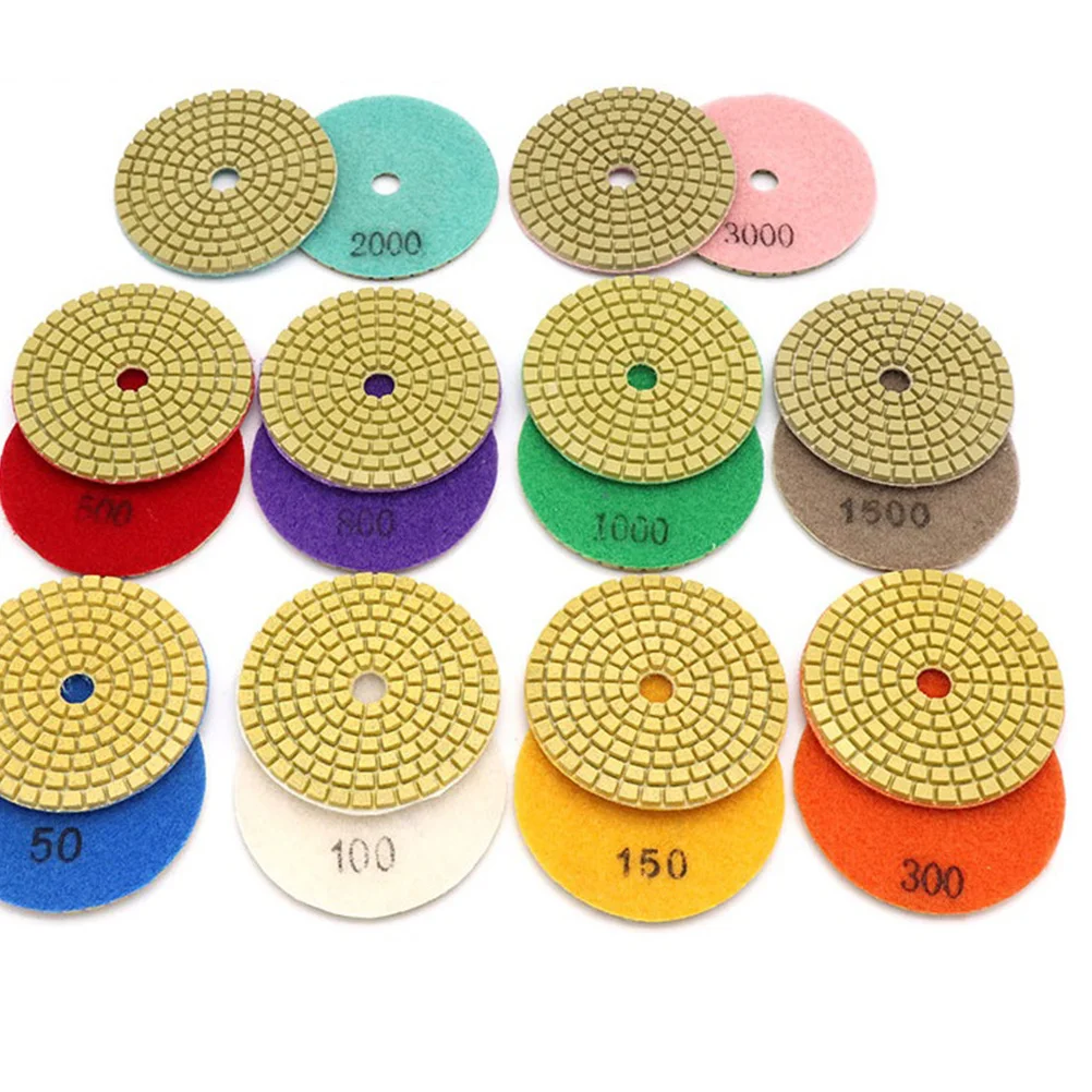 

3 шт., 4-дюймовые подушечки, зернистость 300, алмазное полировальное колесо для полировки бетонной каменной плитки с подкладкой