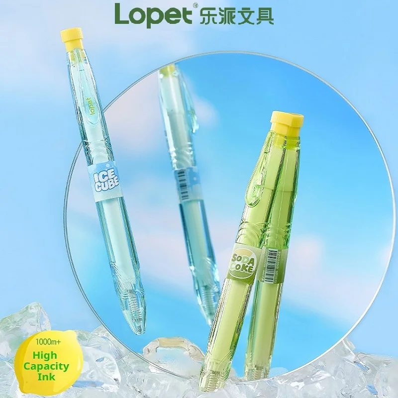 

lopet New 2pcs Large capacity quick drying Gel Pen Set Kawaii Bubble Water Bottle Twisting Pen Rotating Core Ejection Stationery