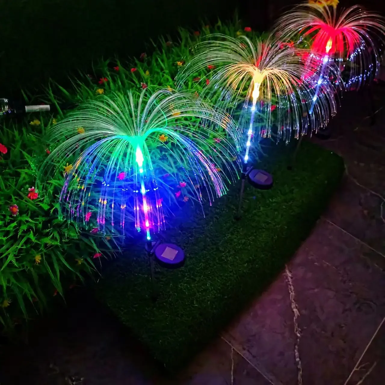 Lâmpada solar de água-viva, à prova d'água, jardim ao ar livre, gramado, lâmpada decorativa, atmosfera de pátio, plug in, lâmpada decorativa colorida