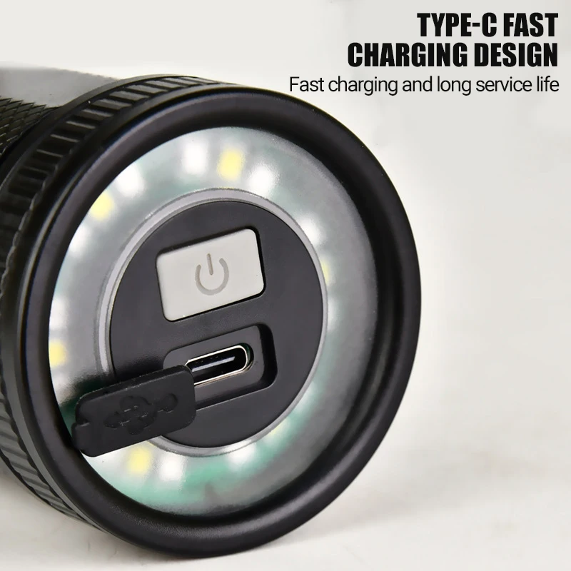 C5 Strong Light P50 LED Flashlight 9 Lighting Mode USB Rechargeable Portable Zoom Torch Lamp Outdoor Camping Emergency Lantern