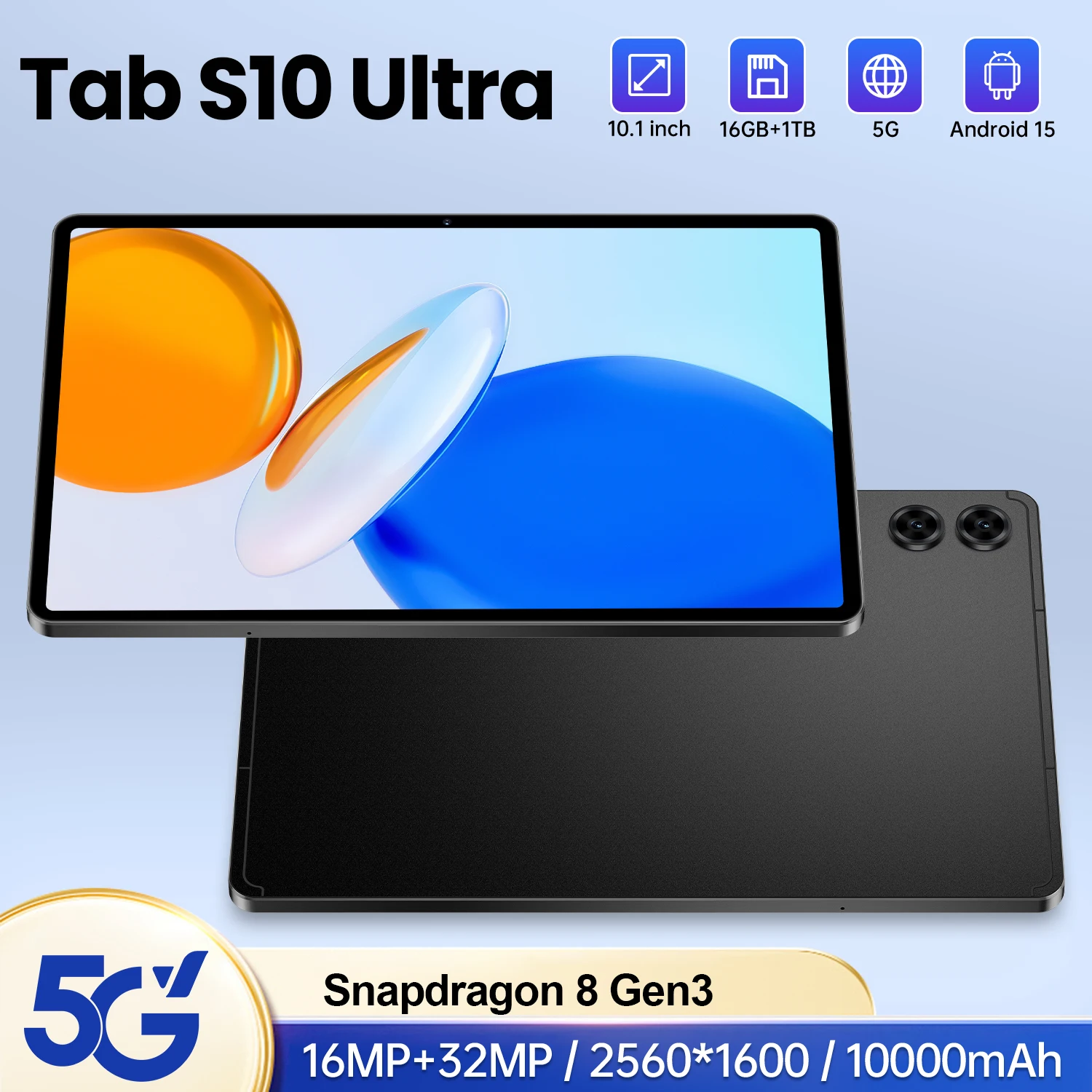 

2025 HOT Tab S10 Ultra Tablet Snapdragon 8 Gen3 Core 10.1 inch HD Screen 5G Dual SIM Dual Standby 10000mAh Battery
