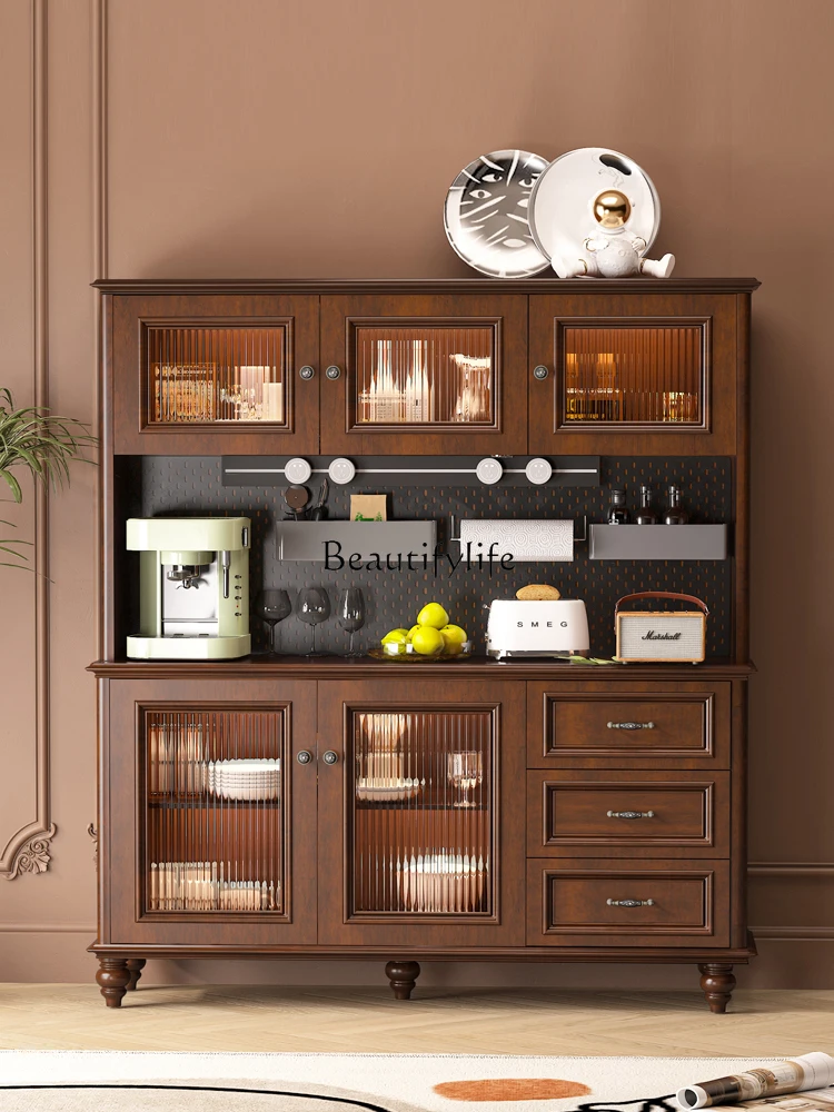 

American-style Solid Wood Sideboard Cabinet Living Room Wall-mounted Integrated Household Multi-functional Storage Cabinet