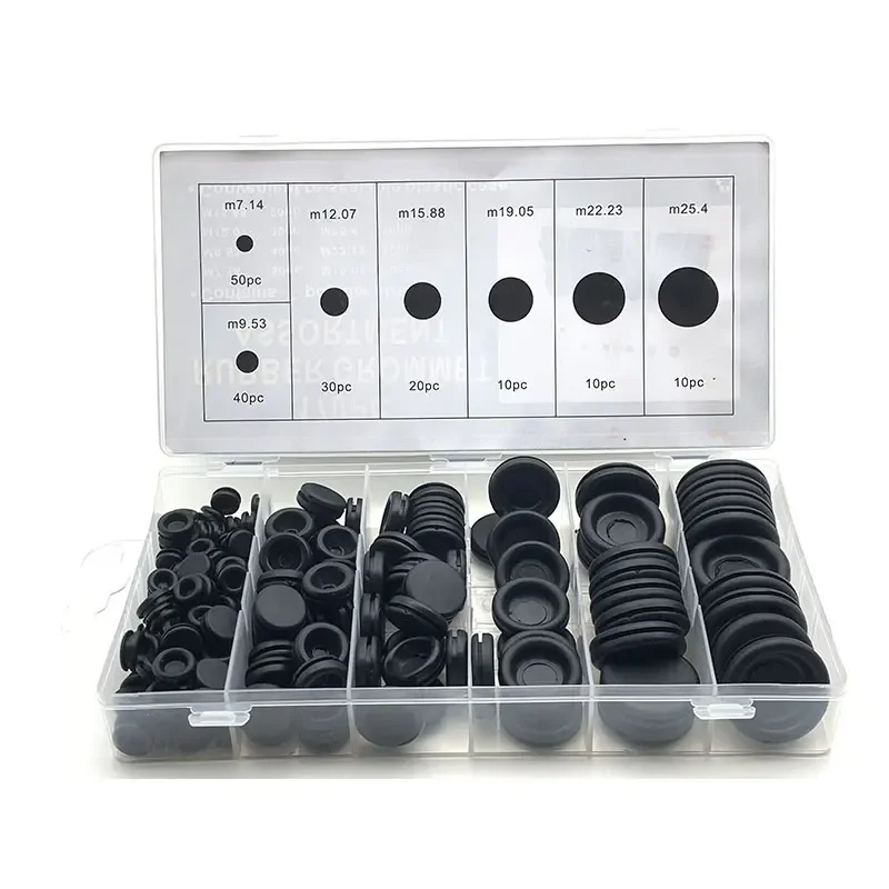 7 Sizes M7.14-M25.4 170Pcs Black NBR Dustproof Sealing Grommet Abrasion Resistant Wire Hole Cover For Marine Machinery