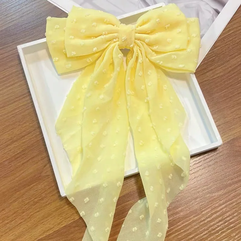 1 Chiffon bubble streamer hair clip Super Fairy Chiffon bow headpiece Large hair clip spring clip