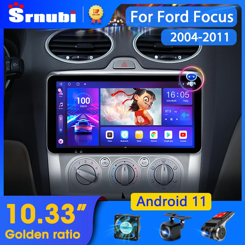 

Srnubi 10,3 "Android 11 Автомобильный радиоприемник для Ford Focus 2 3 Mk2 Mk3 2004 2005-2011 Мультимедийный плеер 2 din Carplay Стерео DVD головное устройство