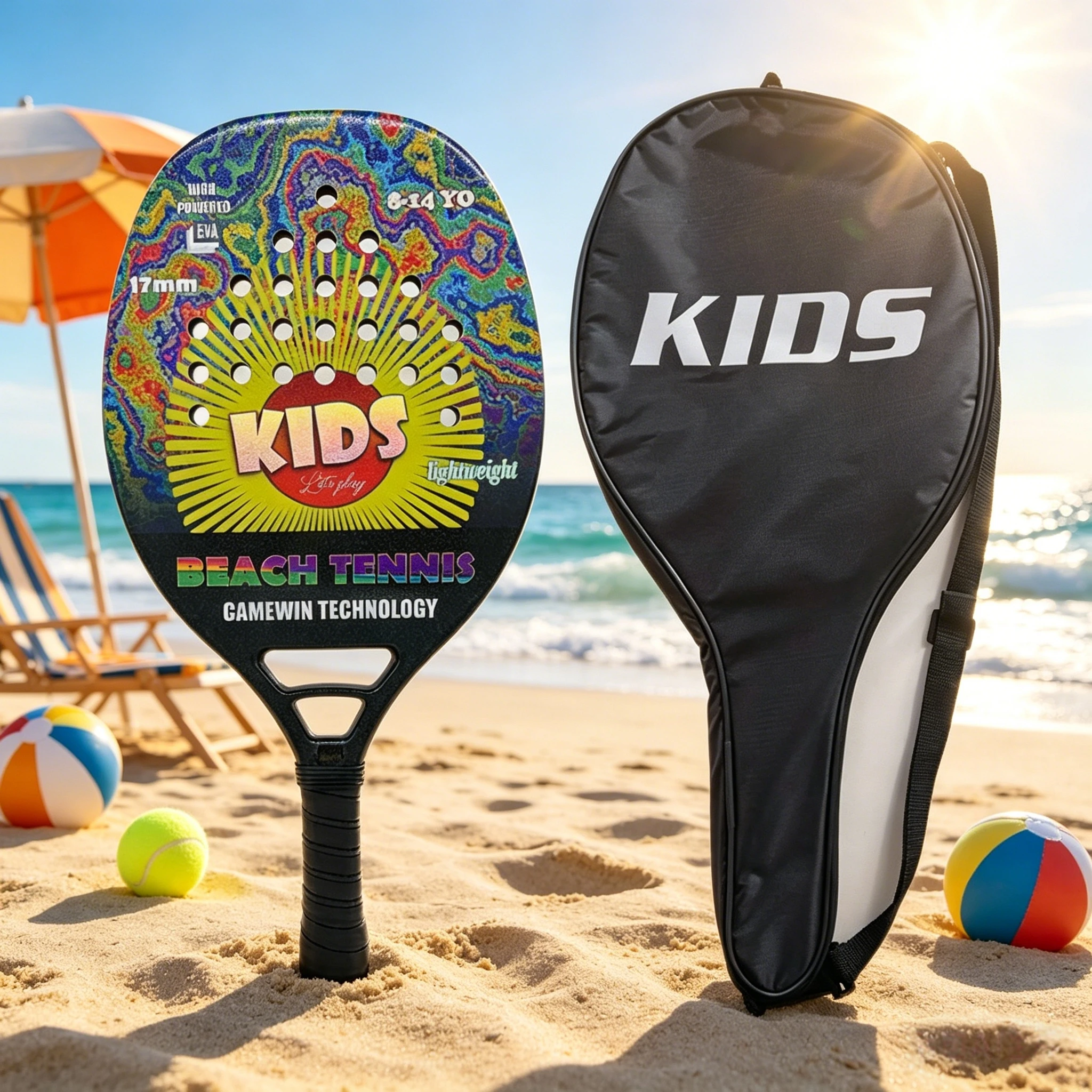 CWIN Lightweight Beach Tennis Racquet EVA Foam Core Soft Touch Enhanced Control Durable Stylish Design for Female Kids Sports view 4
