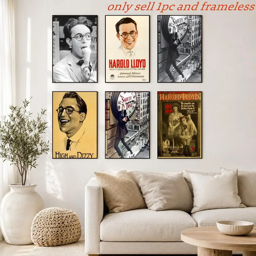 Renowned Comedian H-Harold Lloyd Poster Aesthetic Painting Wall Art Poster Home Bedroom Living Room Decor