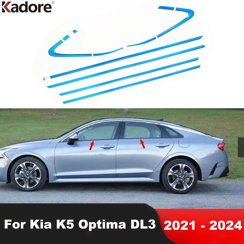 

Bottom Window Frame Sill Trim For Kia K5 Optima DL3 2021 2022 2023 2024 Steel Windows Molding Garnish Strips Car Accessories