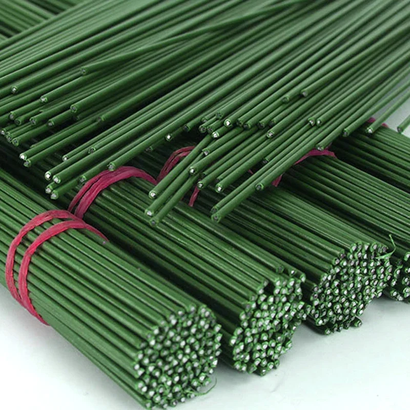 

100pcs Plastic-clad Iron Flower Stem For Artificial Hydrangea Rose 7inch Flower Head Stick Rod Wedding Home Decor Accessory