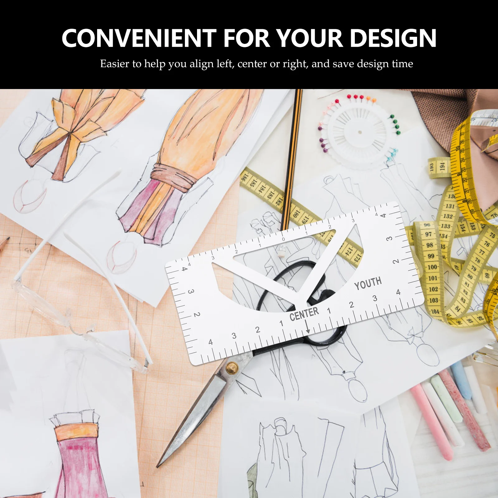 

T Shirt Centering Ruler White Apparel Guide Alignment Clothing Size Chart Sewing Projects H made Tools Premium Material Long Use