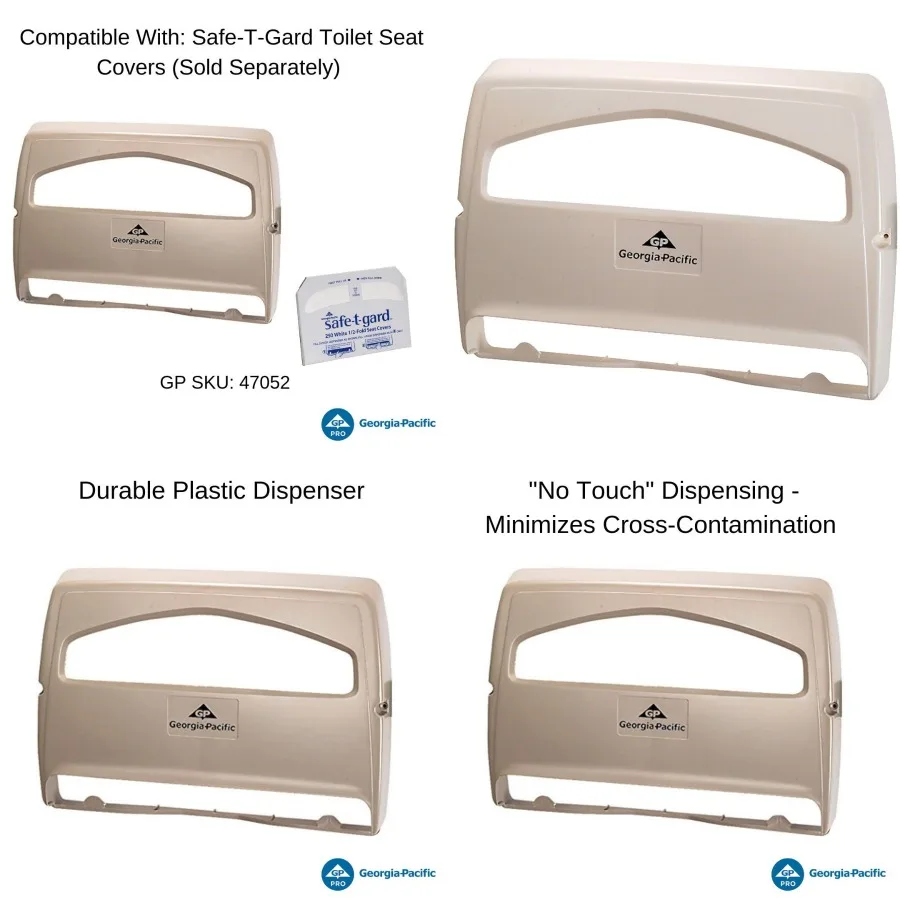 

SafeTGard 1 2 Fold Toilet Seat Cover Dispenser for Public Restrooms and Commercial Facilities White 57710 16.375 W x 2.500 D x