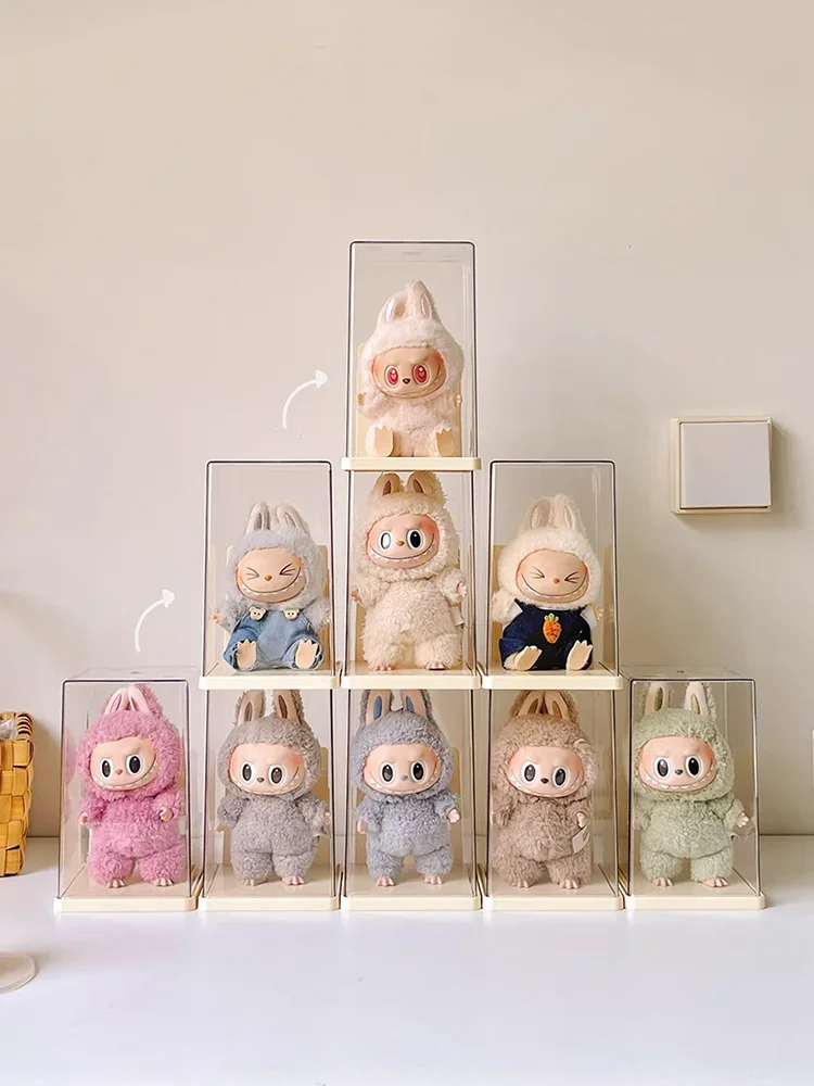 

New Labubu Display Box Transparent Acrylic Storage Boxes Doll Rectangle Large Capacity Dustproof Display Cabinet Desktop Storage