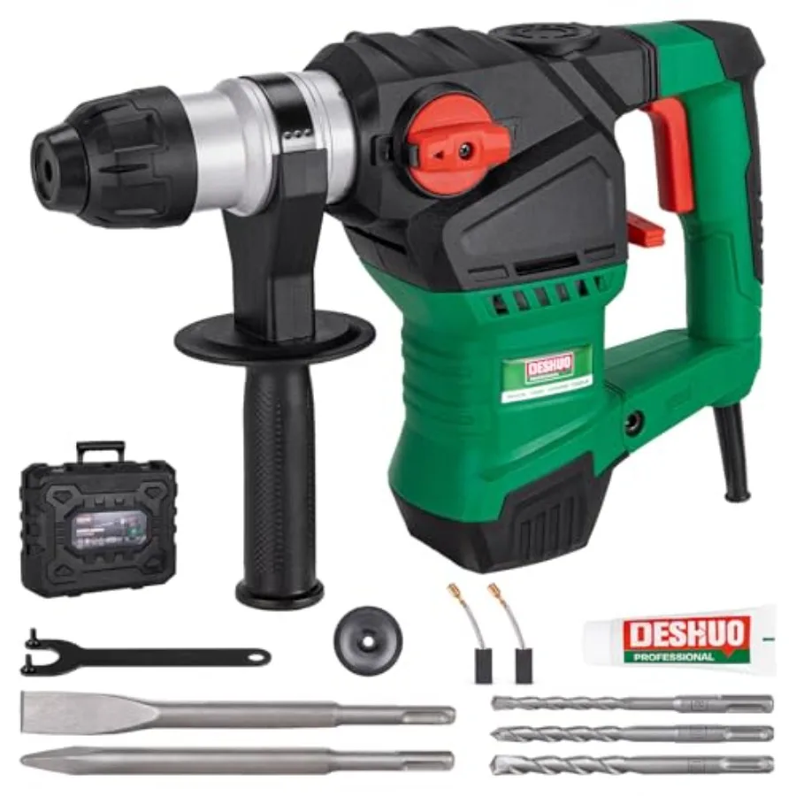 

1-1/4" SDS-Plus Rotary Hammer Drill 12.5 Amp 3 Functions Corded Vibration Control Rotomartillo with Safety Clutch for Concrete