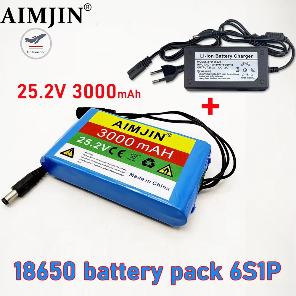 

6s1p 18650 rechargeable lithium battery pack 24V 3Ah, suitable for 25.2v battery with bms+charger