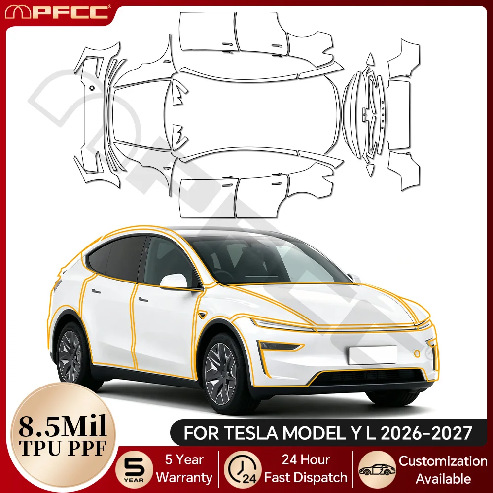 8.5Mil TPU PPF For Tesla Model YL 2026 2027 Paint Protection Film Anti-Scratch Pre-cut Clear Bra Resistant Kit Repairable Cover