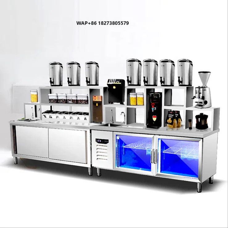 1.5meters Long Custom Made Bubble Tea Preparing Refrigerate Working Counter Milktea bar Bubble Tea Machine