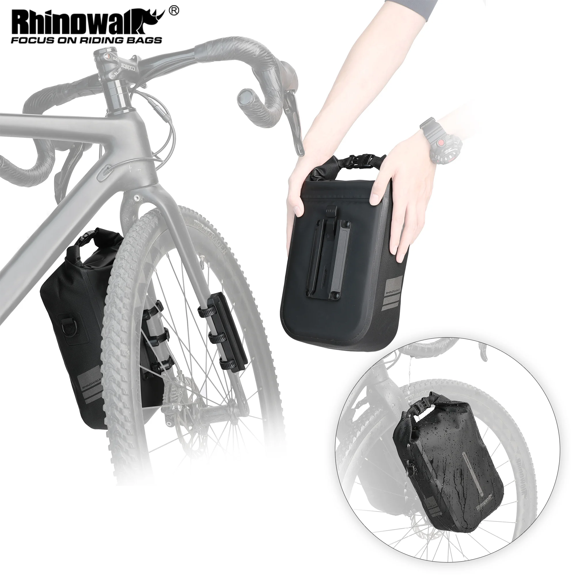 Rhinowalk Bike Bag Waterproof  Quick Release Fork Bag 4/6L Cycling Bicycle Front Pack Mount Electric Scooter Storage Vehicle Bag