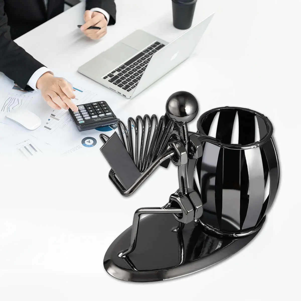 

1Pcs Stylish Accordion Design Iron Pen Holder for Office Desk Makeup Brush Organizer Stationery Storage Home Decor Decoration