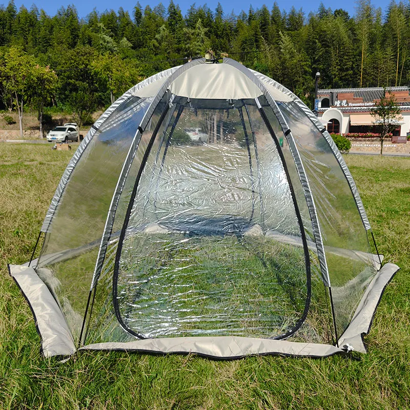 خيمة فقاعية واسعة تتسع لـ 6 أشخاص في الهواء الطلق، خيمة ألعاب شتوية شفافة للعائلة مع خيمة رياضية ببابين #6