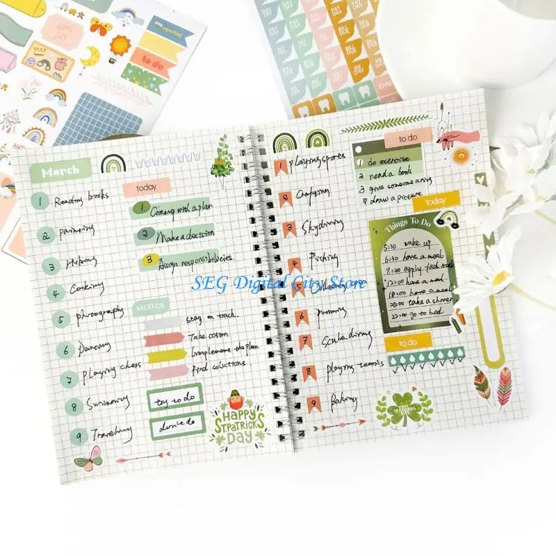 

U75B Artistic Weekly Monthly Planning Sticker Journaling Sticker For Scrapbook Calendar Decorations And Time Management