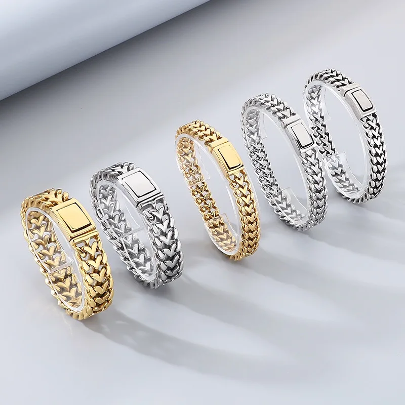 

16mm Punk Gold Color Love Heart Chain Bracelet Necklace Men Women Hiphop Stainless Steel Charm Biker Bike Bangle Choker Jewelry