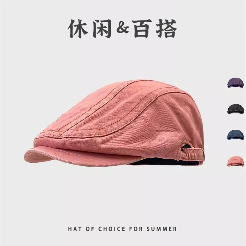 Japanese Niche Retro Purple Forward Hats for Women and Men Summer Street Trend Fashion Versatile High-quality Denim Berets