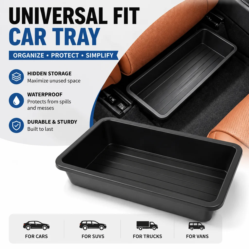 1/2PCS Caixa de Armazenamento Oculta para Abaixo do Banco do Carro, Organizador Removível, Estojo para Gadgets, Acessórios de Interior Automotivo que 